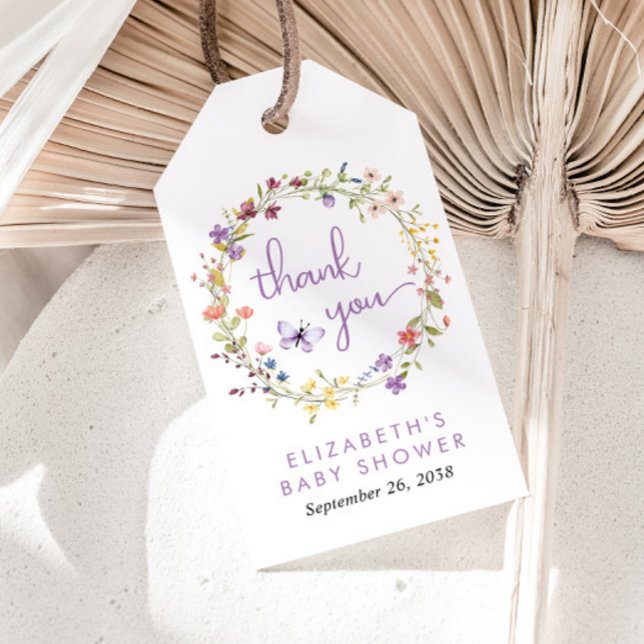 Wildblume Watercolor Baby Dusche Mädchen Danke Geschenkanhänger (Von Creator hochgeladen)