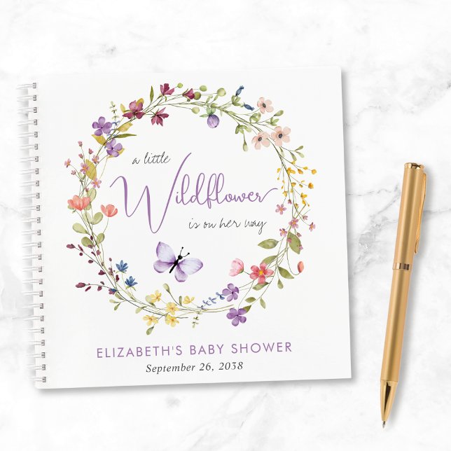 Wildblume Watercolor Baby Girl Showroom Gästebuch Notizbuch (Von Creator hochgeladen)