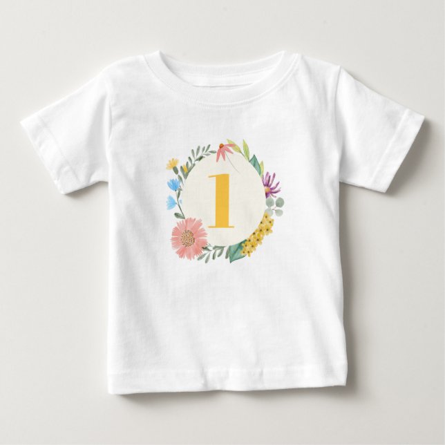 Wildblume Watercolor Baby T-shirt (Vorderseite)