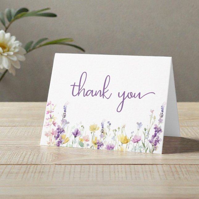Wildblume Watercolor Babydusche Dankeskarte (Wildflower Watercolor Baby Girl Shower Thank You Card)