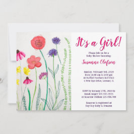 Wildblume Watercolor Babydusche Einladung