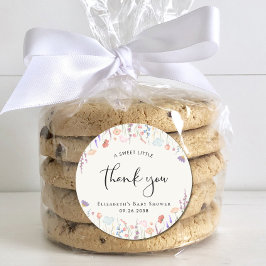 Wildblume Watercolor Babydusche Vielen Dank Runder Aufkleber