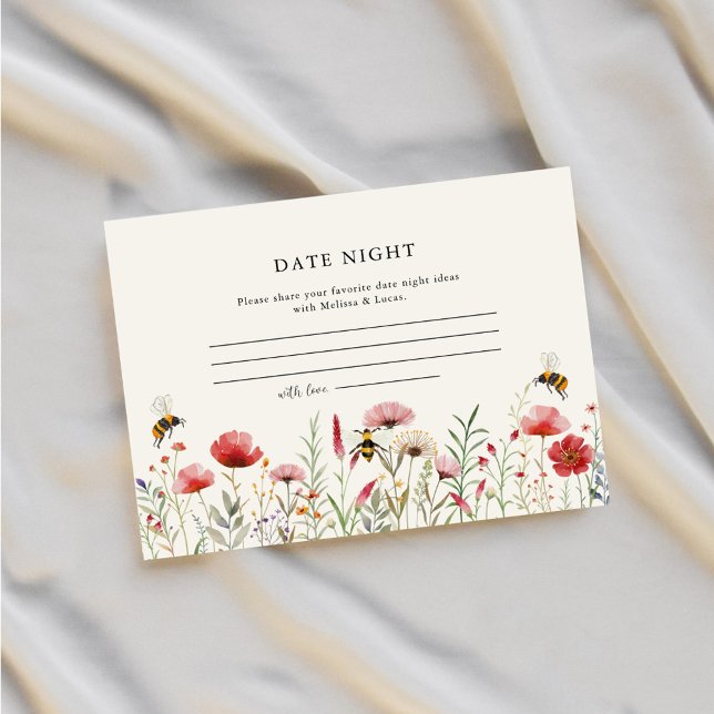 Wildblume Watercolor Bee Date Night Begleitkarte (Von Creator hochgeladen)