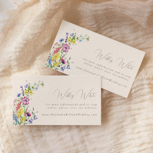 Wildblume Watercolor Boho Wedding Website Begleitkarte