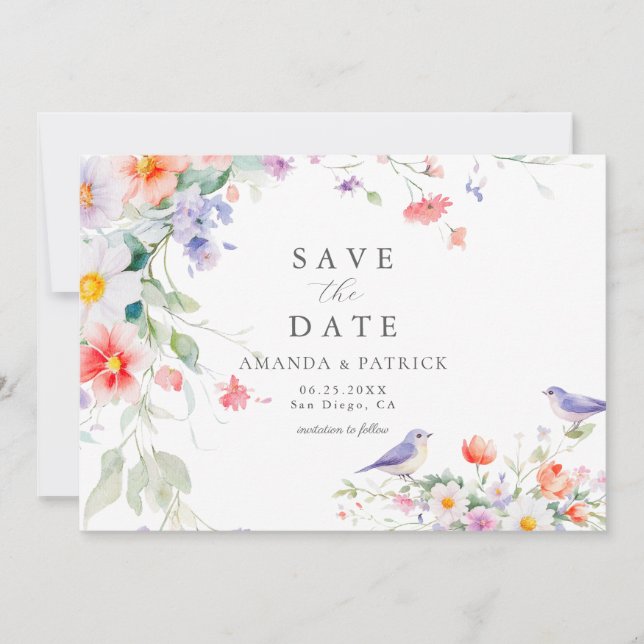 Wildblume Watercolor Botanische Frühjahrssonne Save The Date (Vorderseite)