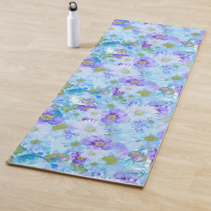 Wildblume Watercolor Bush Romantic Blue Yogamatte