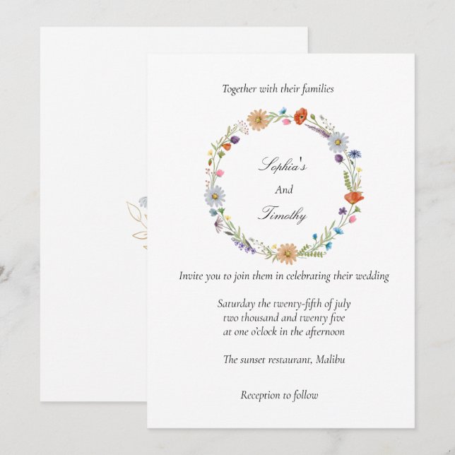 Wildblume Watercolor Einladung (Vorne/Hinten)