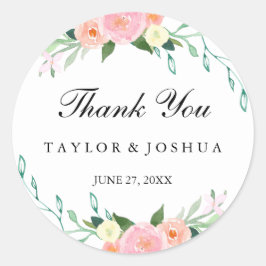 Wildblume Watercolor Hochzeitsticker Runder Aufkleber