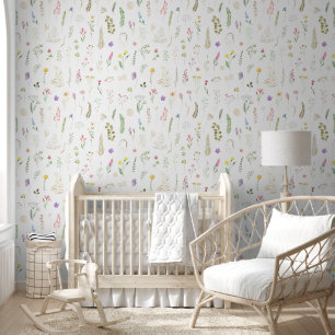 Wildblume Watercolor Kinderzimmer Wallpaper Tapete