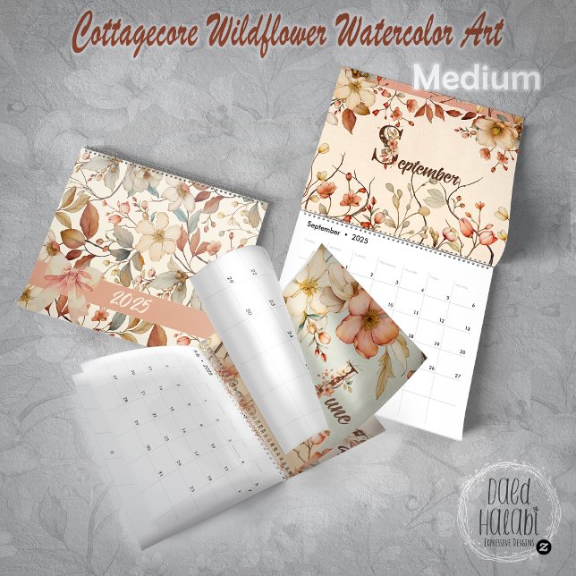 Wildblume Watercolor Kunst, Dichtung und Musik Kalender (Cottagecore Wildflower Watercolor Art Calendar- Meduim)