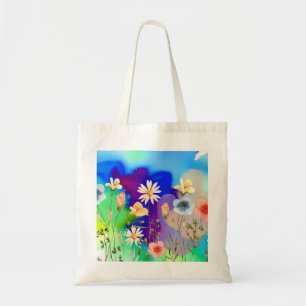Wildblume Watercolor Natur Kunst, Dichtung und Mus Tragetasche