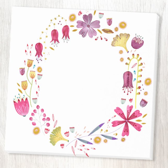 Wildblume Watercolor Post-it Klebezettel (Watercolor wildflower wreath post it notes)