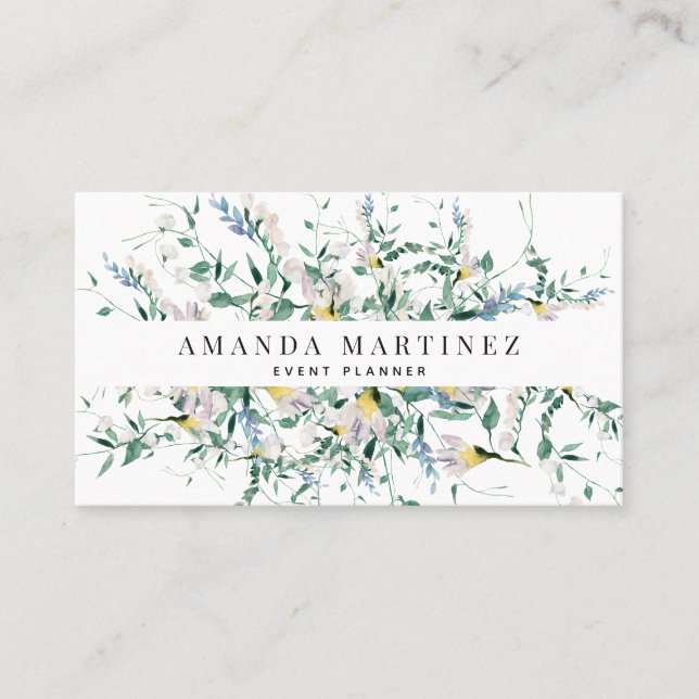 Wildblume Watercolor Social Media Business Card Visitenkarte (Vorderseite)