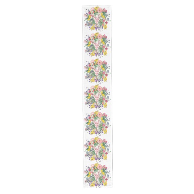 Wildblume Watercolor Table Runner Großer Tischläufer (Vorderseite)