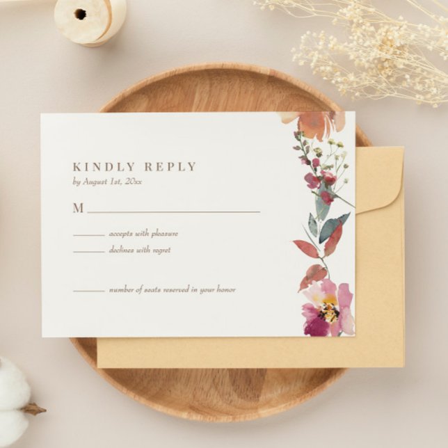 Wildblume Watercolor Wedding RSVP Card (Von Creator hochgeladen)
