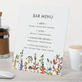 Wildblume Wedding 2 Bar Menu Pedestal Zeichen Sockelschild