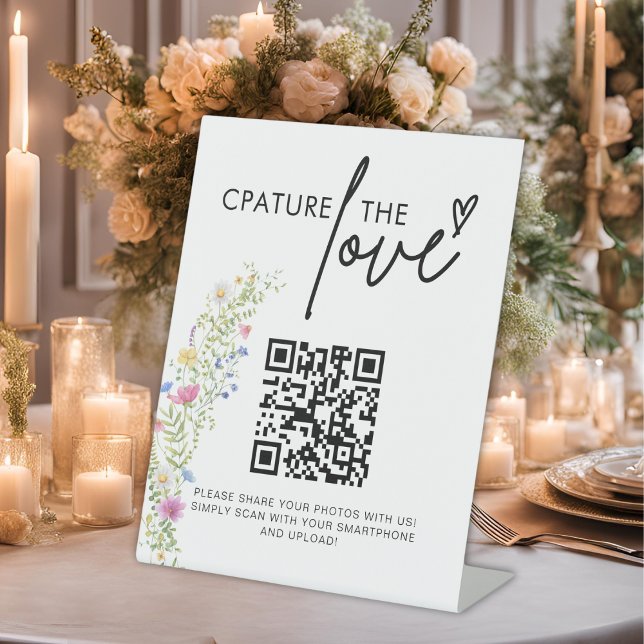 Wildblume Wedding Capture the Liebe Foto QR Code Sockelschild (Von Creator hochgeladen)