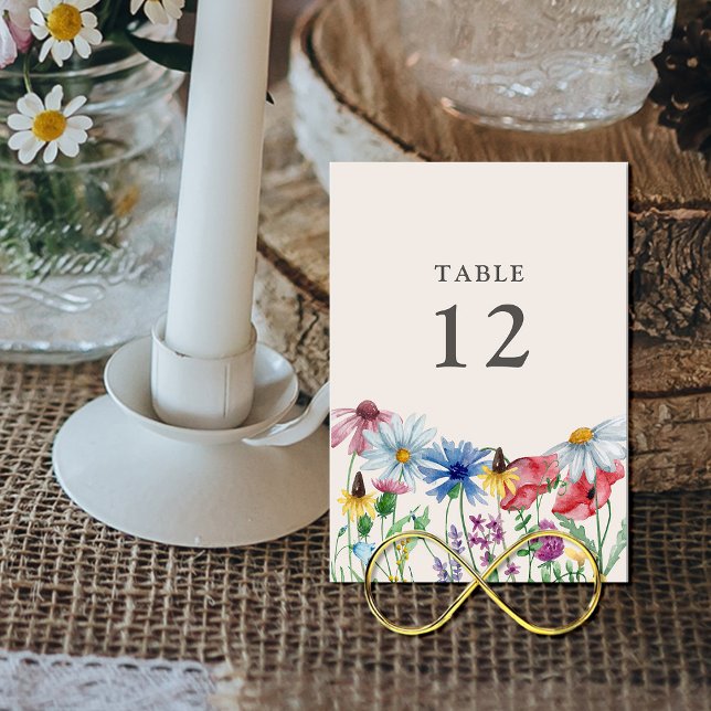 Wildblume Wedding Country Blume Tischnummer (Wedding Table Number Cards with wildflower border)