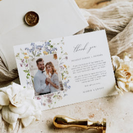 Wildblume Wedding Dankeschön Card mit Foto Boho Dankeskarte