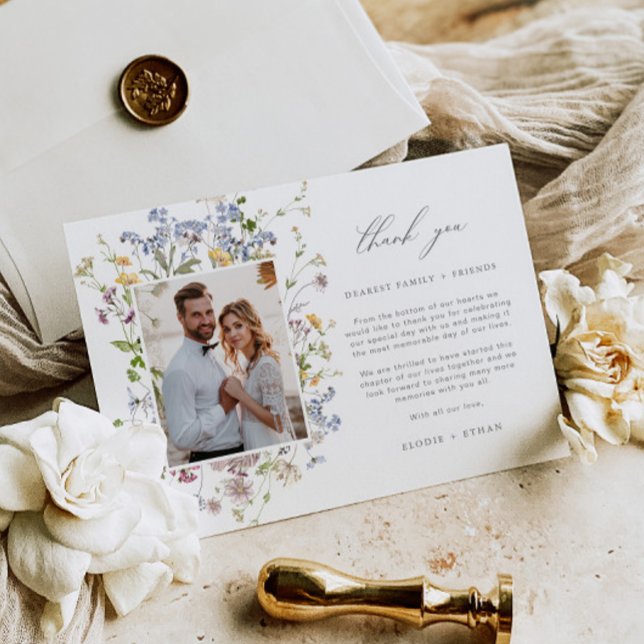Wildblume Wedding Dankeschön Card mit Foto Boho Dankeskarte (Von Creator hochgeladen)