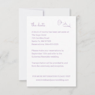 Wildblume Wedding Details Card mit QR Code RSVP Karte