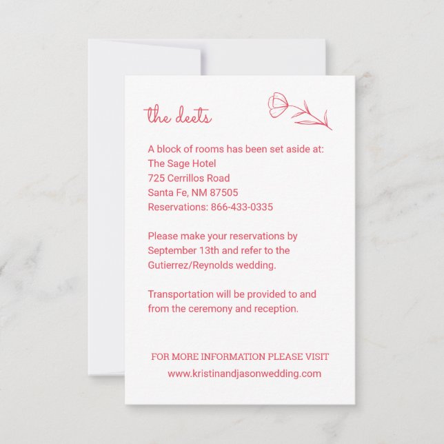 Wildblume Wedding Details Card mit QR Code RSVP Karte (Vorderseite)