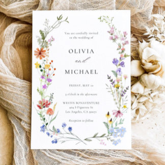 Wildblume Wedding Einladung Boho Blumenvorlage