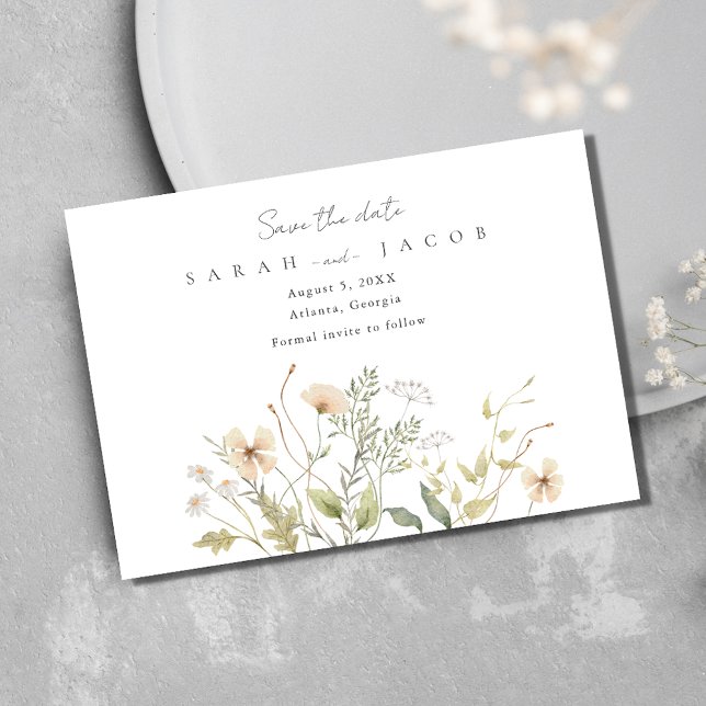 Wildblume Wedding Elegant Save the Date (Wildflower Wedding Elegant Save The Date)