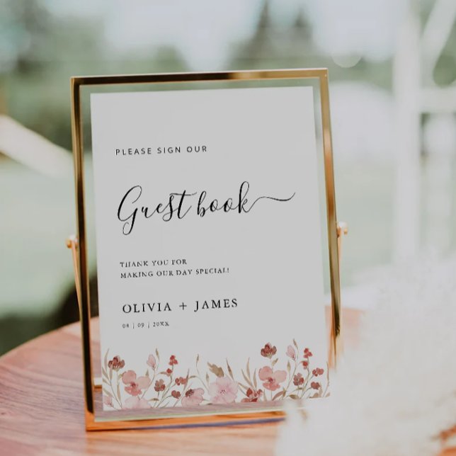 Wildblume Wedding Guest Book Sign Template Einladung (Wildflower Wedding Guest Book Sign Template)