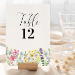 Wildblume Wedding Meadow Blume Tischnummer<br><div class="desc">Wildblume Wedding Reception Tischnummer, die Sie mit jeder Tischnummer, mit delikaten wilden Blume und schöne Kalligraphie dekoriert anpassen können. Dieses hübsche Aquarell-Wildblume-Design verfügt über farbenfrohe Blume auf der Wiese in rosa lila orange blau und gelb. Ideal für Frühlings- und Sommerthemen vom Blumengarten bis zum Bio Boho. Wenn Sie passende Produkte...</div>