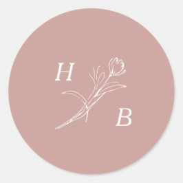 Wildblume Wedding Monogram Classic Round Aufkleber