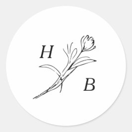 Wildblume Wedding Monogram Runder Aufkleber