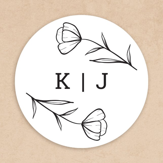 Wildblume Wedding Monogram Sticker (Wildflower Monogram Sticker by Fiesta Valley Print)
