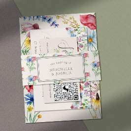 Wildblume Wedding Poppy Daisy Cornflower Bloral Einladungsbanderole