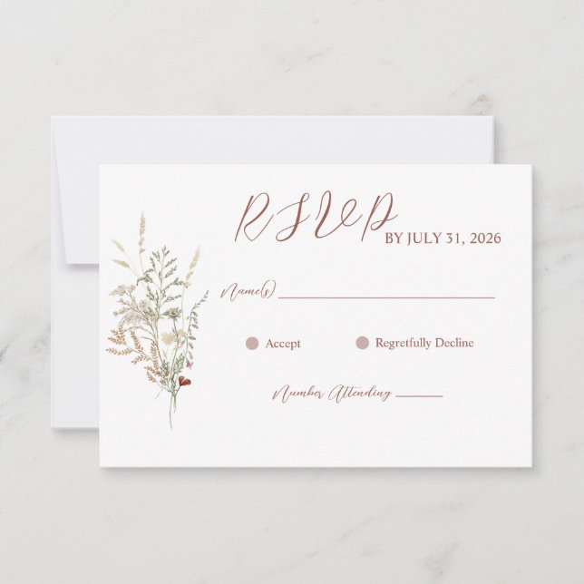 Wildblume Wedding RSVP Card (Vorderseite)