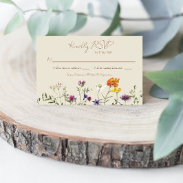 Wildblume Wedding RSVP Card - Aquarellblume Karte
