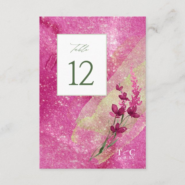 Wildblume Wedding Texture Table No. Fsia ID95 Einladung (Vorderseite)