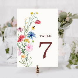 Wildblume Wedding Tischnummer