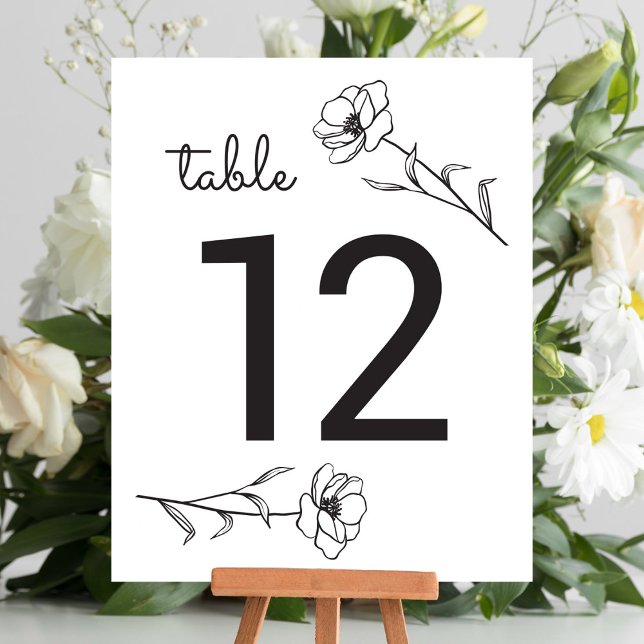 Wildblume Wedding Tischnummer (Wildflower Wedding Table Number)