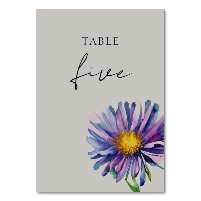 Wildblume Wedding Tischnummer Card (Vorderseite)