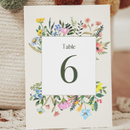 Wildblume Wedding Tischnummer Card