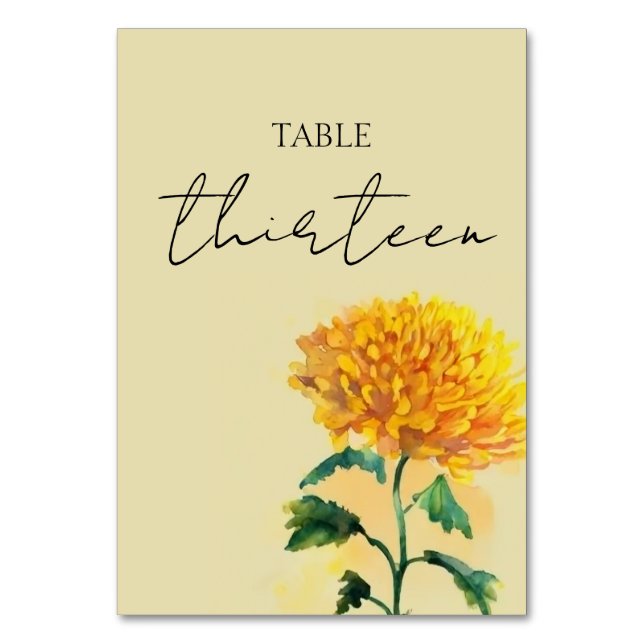 Wildblume Wedding Tischnummer Card (Vorderseite)