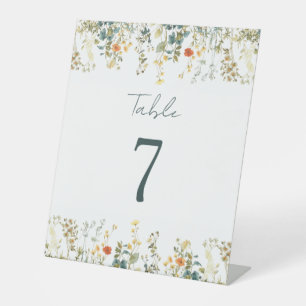 Wildblume Wedding Tischnummer Sockelschild