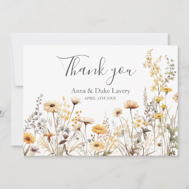 Wildblume Wedding Vielen Dank Dankeskarte (Vorderseite)