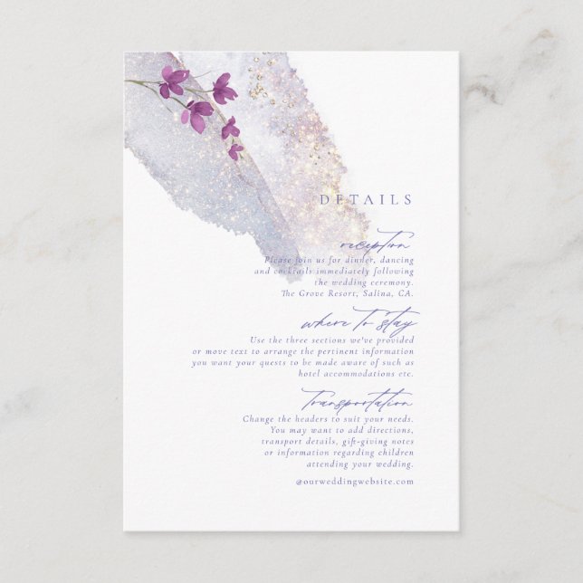Wildblume Wedding Watercolor Details Peri ID954 Begleitkarte (Vorderseite)