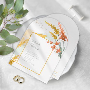 Wildblume Wedding Watercolor Gold Arch ID954 Einladung