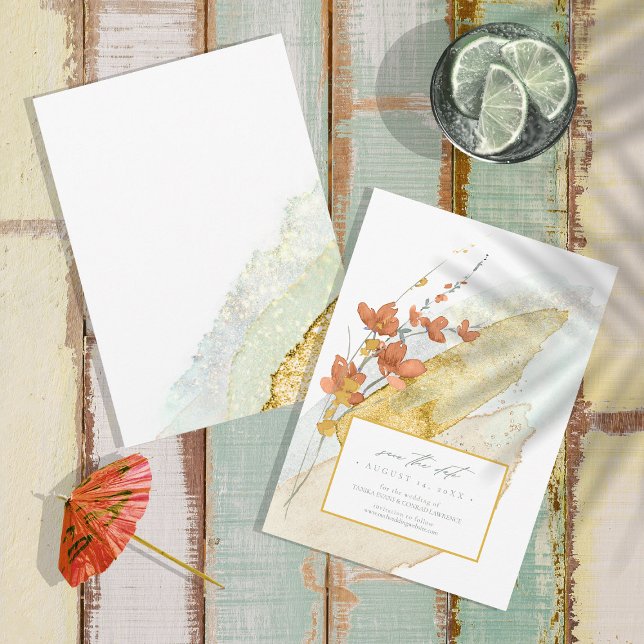 Wildblume Wedding Watercolor Gold ID954 Save The Date (Von Creator hochgeladen)