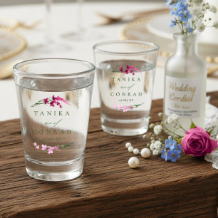 Wildblume Wedding Watercolor Names Fuchsia ID954 Schnapsglas