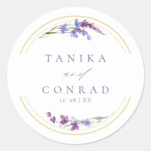 Wildblume Wedding Watercolor Names Peri ID954 Runder Aufkleber