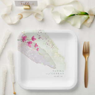 Wildblume Wedding Watercolor Paint Str Fsia ID954 Pappteller